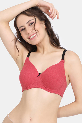 Buy Rosaline Fashion Padded Non Wired 3/4th Coverage T-Shirt Bra - Barbados Cherry2